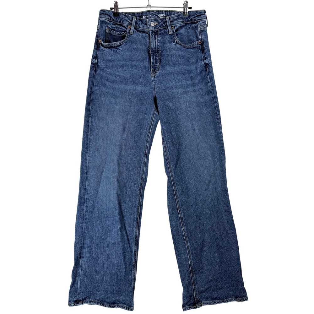 Old Navy Sky Hi Wide Leg Jeans Womens 10R Medium Wash Extra High Rise 90s Boho‎